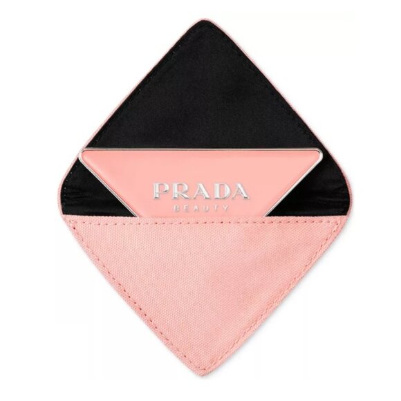 Prada Beauty Triangle Mirror-Pink,Black-Limited-Case and Dust Bag-3.5 x 2 in-NEW - Picture 3 of 10